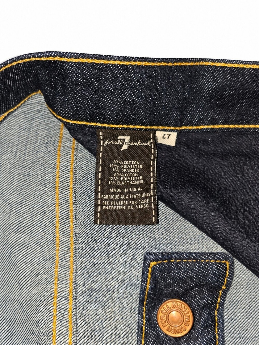 7 For All Mankind Dojo Flare Jeans Size 27 Dark Wash - Picture 3 of 6